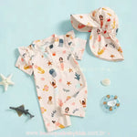Macaquinho de Praia Sereia Sonhadora com Chapéu - Boutique Baby Kids