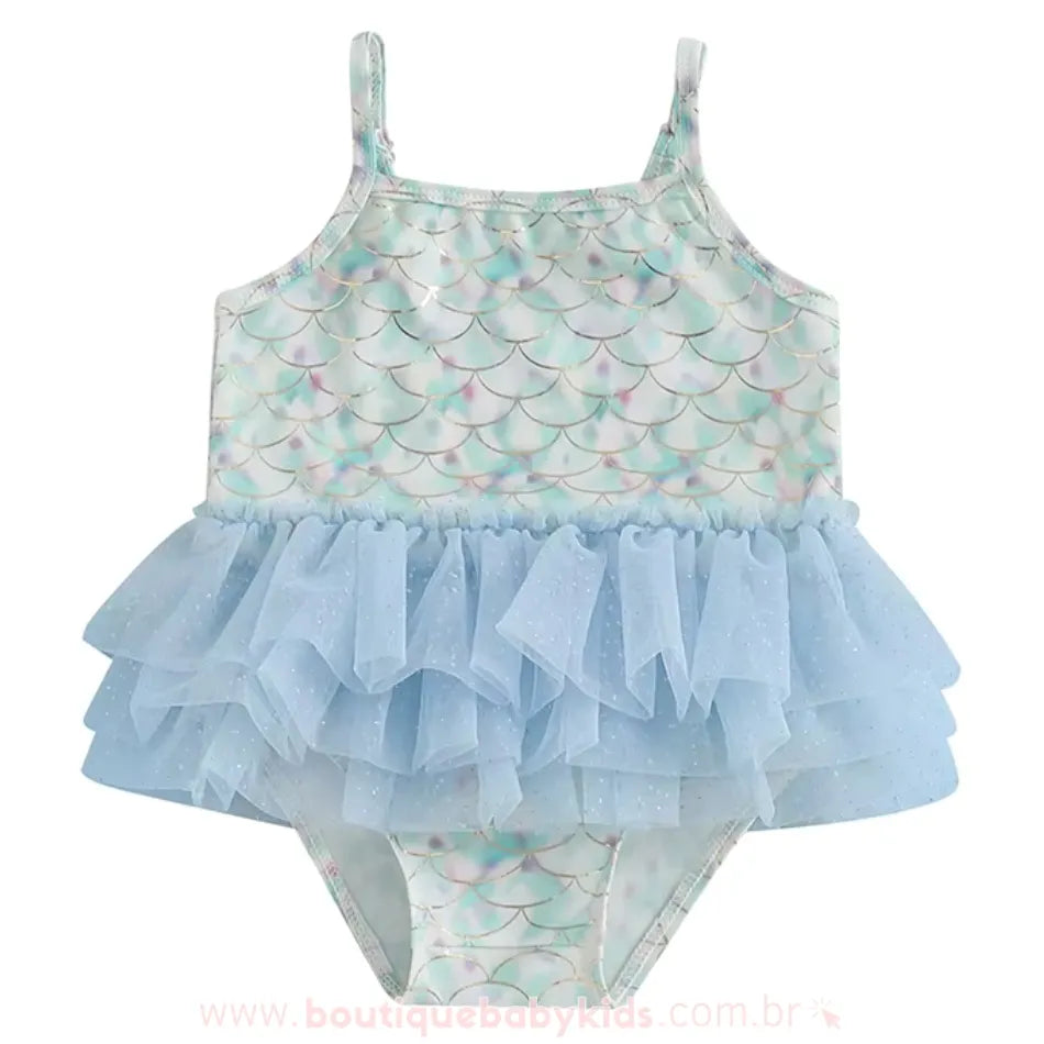 Maiô Bebê Temático Pequena Sereia com Saia Tule - Boutique Baby Kids