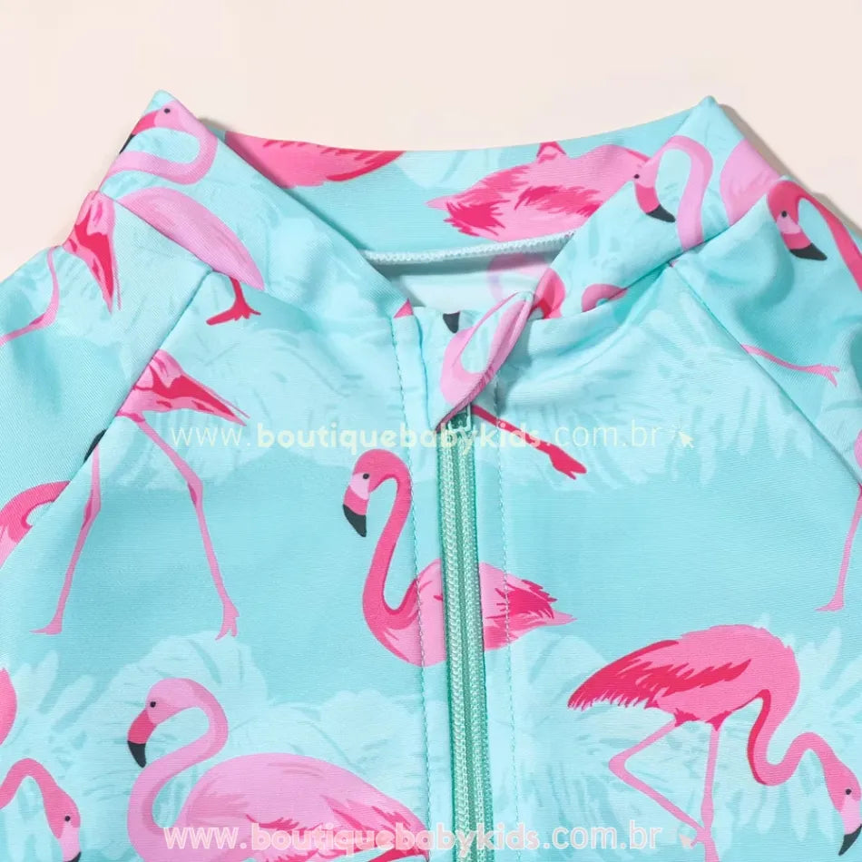 Maiô Infantil Estampa de Flamingos