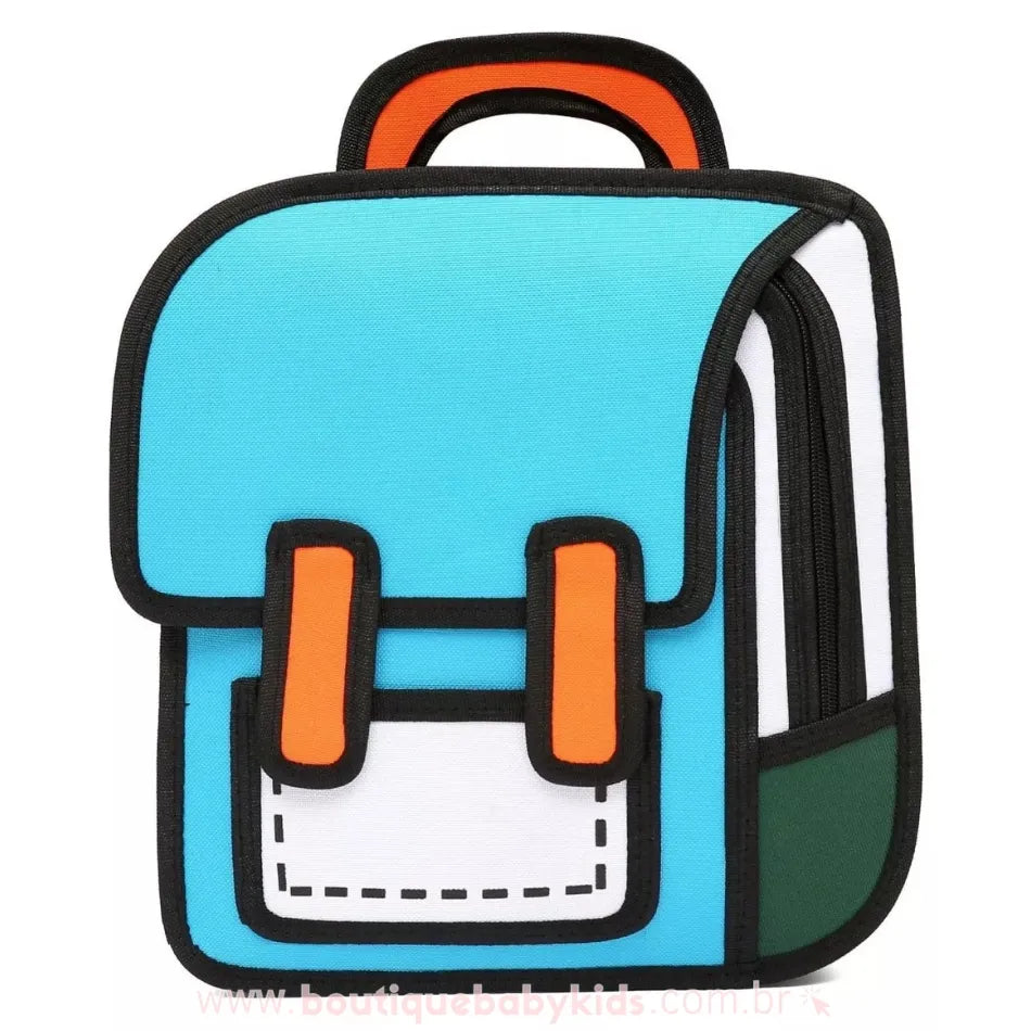 Mochila Infantil Escolar Costas Colorblock Cartoon 2D Azul - Boutique Baby Kids