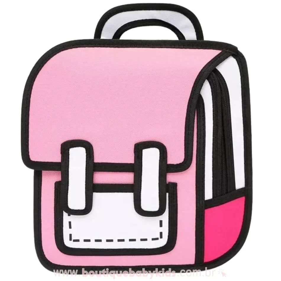 Mochila Infantil Escolar Costas Colorblock Cartoon 2D Rosa - Boutique Baby Kids