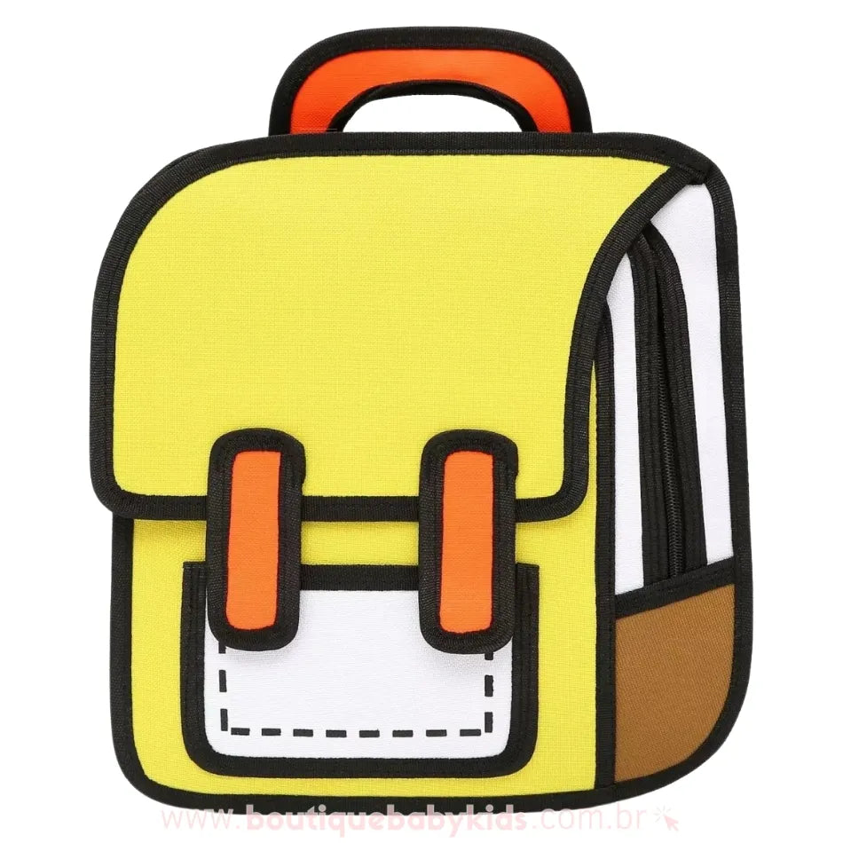 Mochila Infantil Escolar Costas Colorblock Cartoon 2D Amarelo - Boutique Baby Kids
