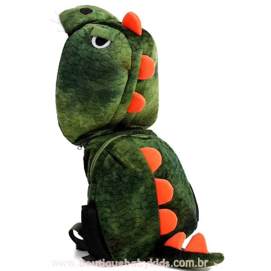 Mochila Infantil Dino com Capuz Removível Verde - Boutique Baby Kids