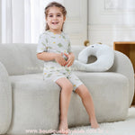 Pijama Infantil Curto Dinossauro Branco em Fibra de Bambu - Boutique Baby Kids