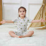 Pijama Infantil Curto Dinossauro Branco em Fibra de Bambu - Boutique Baby Kids