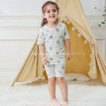 Pijama Infantil Curto Dinossauro Branco em Fibra de Bambu - Boutique Baby Kids