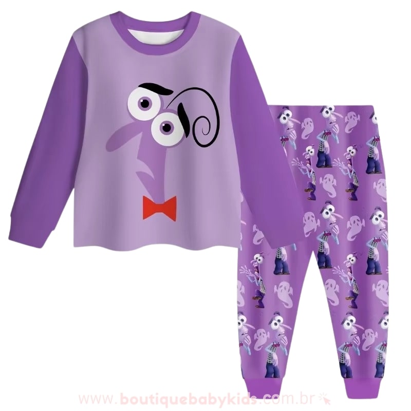 Pijama Infantil Longo Emoções Divertida Mente Medo Lilás - Boutique Baby Kids 