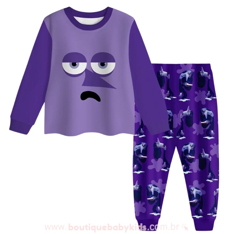 Pijama Infantil Longo Emoções Divertida Mente Roxo Tédio - Boutique Baby Kids 