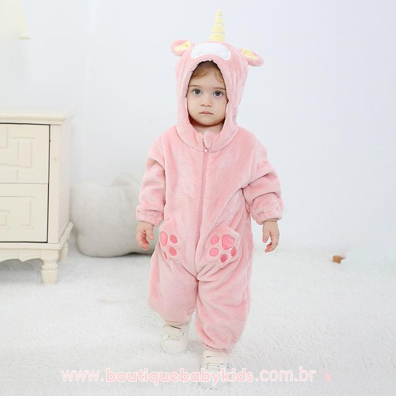 Macacão Bebê Fantasia Unicórnio Rosa - Boutique Baby Kids