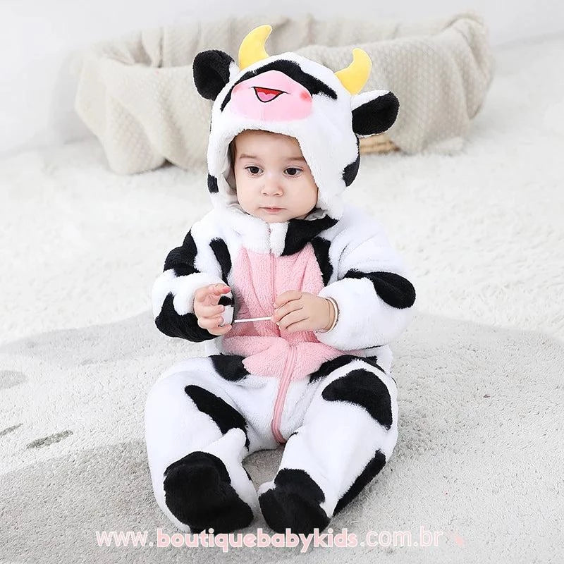 Macacão Bebê Fantasia Bichinho Vaquinha - Boutique Baby Kids