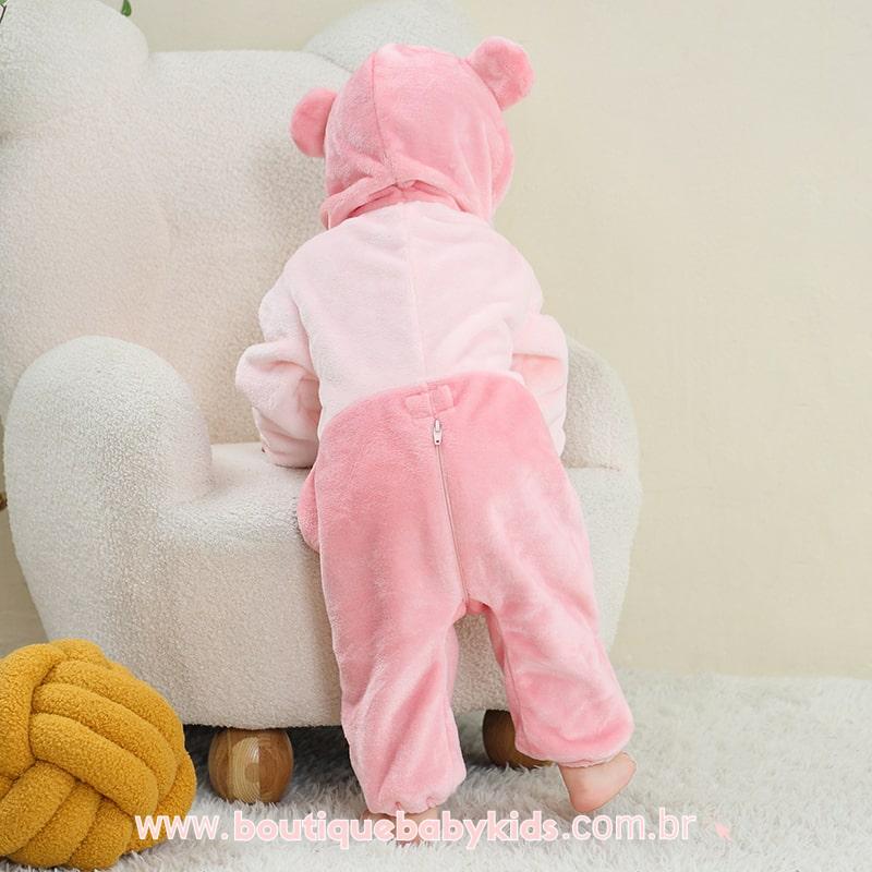 Macacão Bebê Fantasia Bichinho Ursinha Rosa - Boutique Baby Kids