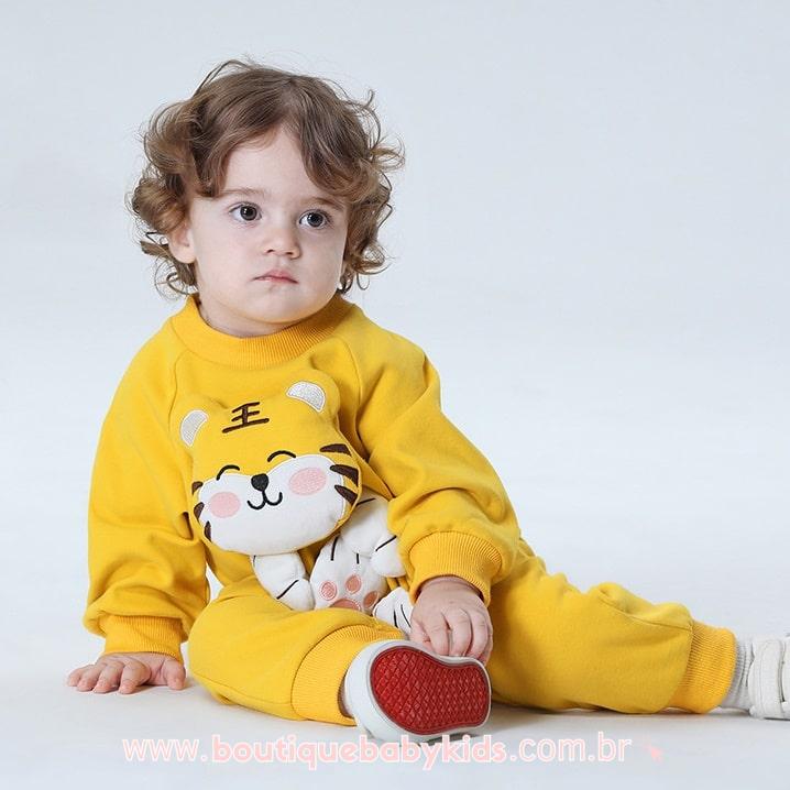 Macacão Bebê Bichinho Tigre 3D Manga Longa - Boutique Baby Kids