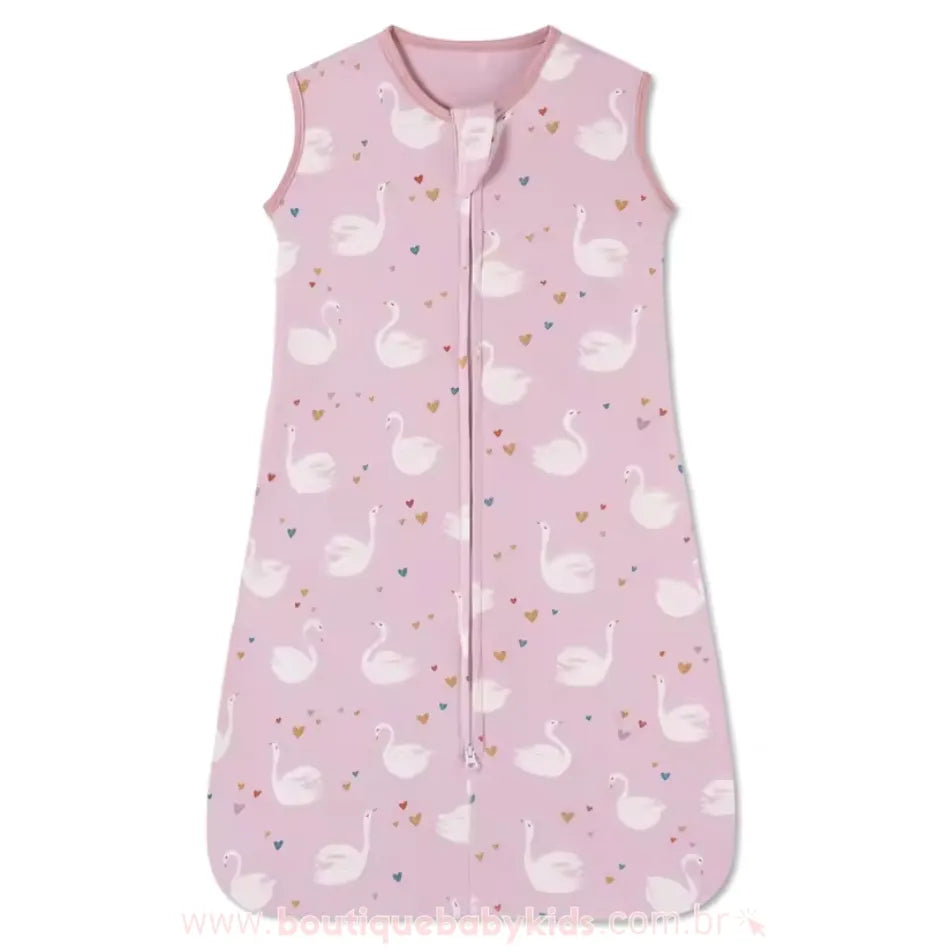 Saco de Dormir Bebê Estampa Cisnes Rosa