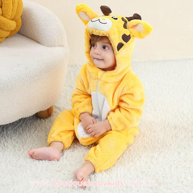 Macacão Bebê Fantasia Bichinho Girafinha Amarelo - Boutique Baby Kids
