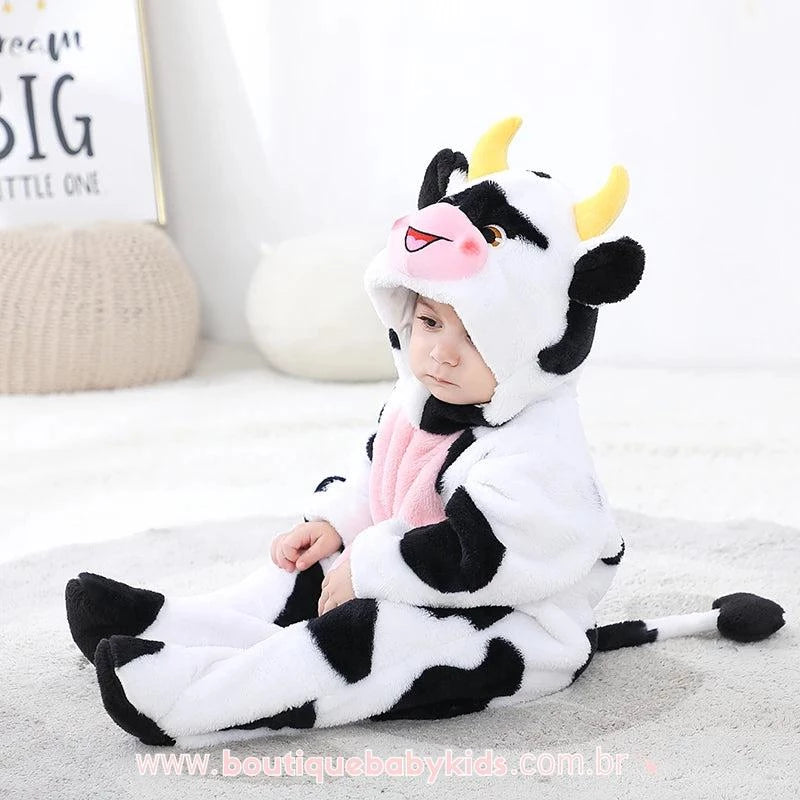 Macacão Bebê Fantasia Bichinho Vaquinha - Boutique Baby Kids
