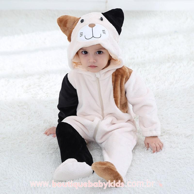 Macacão Bebê Fantasia Bichinho Gatinho Tricolor - Boutique Baby Kids