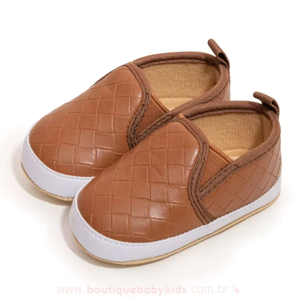 Tênis Bebê Slip On Clássico Trançado Marrom - Boutique Baby Kids 