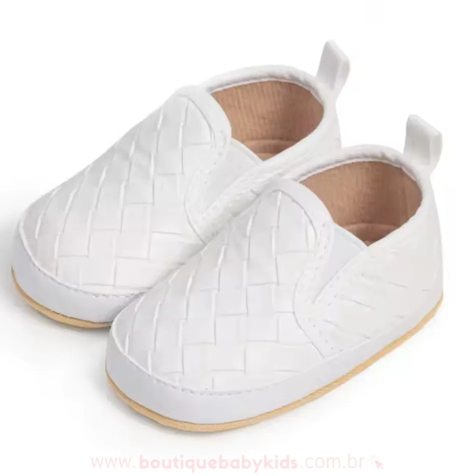Tênis Bebê Slip On Clássico Trançado Branco - Boutique Baby Kids 