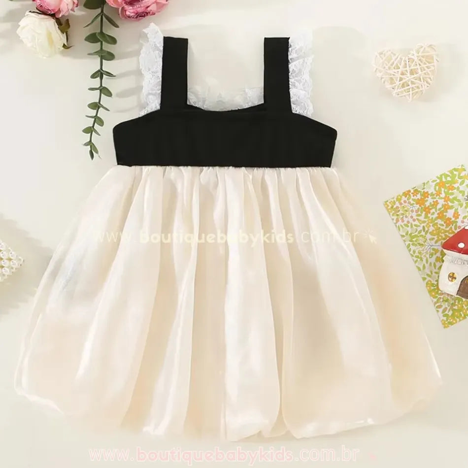 Vestido Bebê Balonê com Renda e Laços