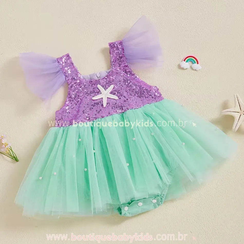 Vestido Bebê Pequena Sereia com Pérolas - Boutique Baby Kids