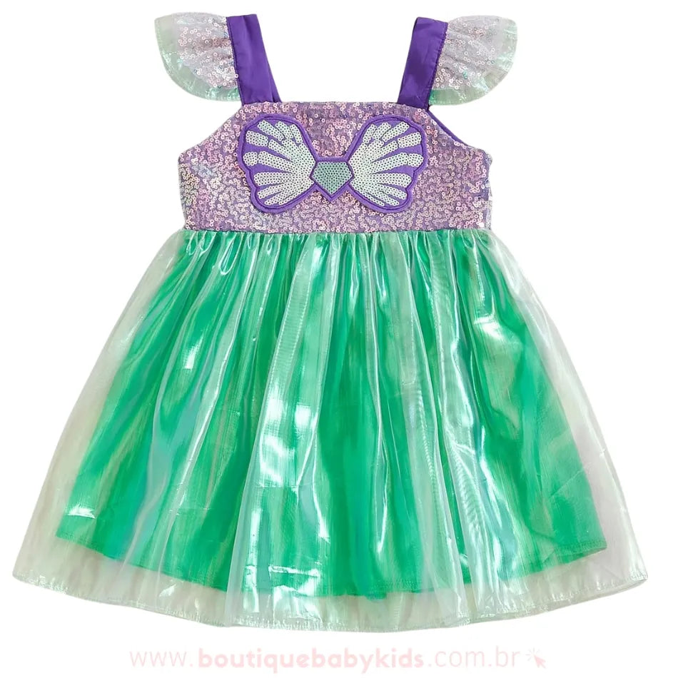 Vestido Infantil Brilho de Sereia Verde - Boutique Baby Kids