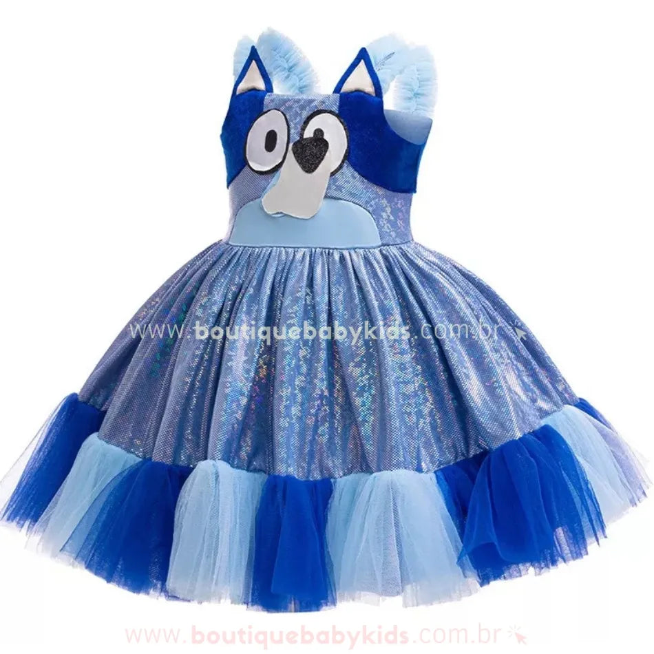Vestido Infantil Temático Fantasia Cachorrinha Bluey Azul - Boutique Baby Kids