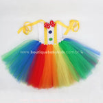 Vestido Infantil Fantasia de Circo Palhacinha Arco-Íris - Boutique Baby Kids