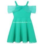 Parte traseira do Vestido Infantil Temático Princesa Jasmine, com design fluído e mangas de tule, perfeito para eventos temáticos e festas.