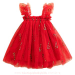 Vestido Infantil Temático de Natal Bengala Doce com Tule Vermelho - Boutique Baby Kids 