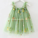 Vestido Bebê Bordado Flores Tule Jardim Encantado Verde - Boutique Baby Kids 