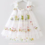 Vestido Bebê Bordado Flores Tule Jardim Encantado Branco - Boutique Baby Kids 