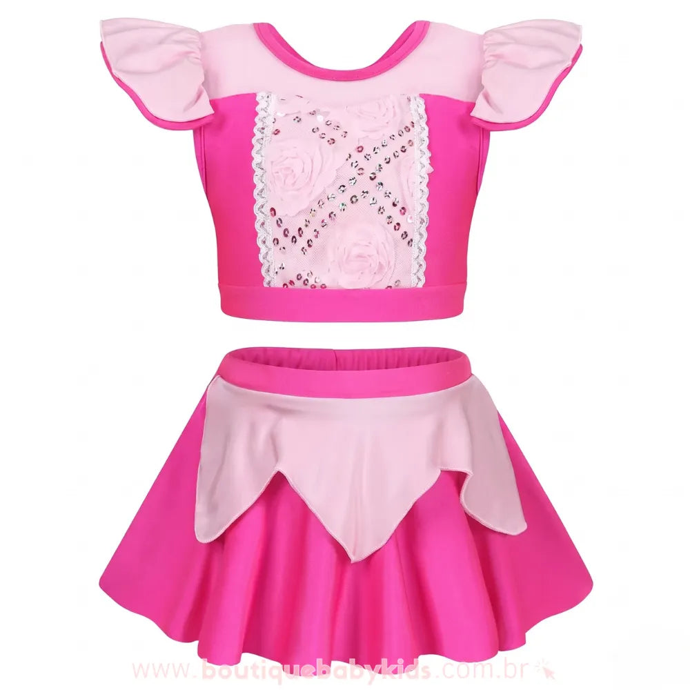 Biquíni Infantil Disney Princesa Aurora Rosa - A Bela Adormecida - Boutique Baby Kids
