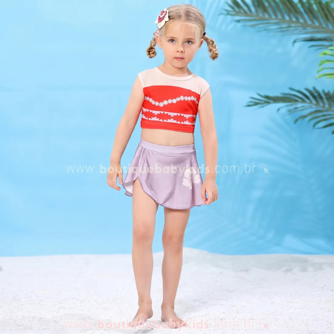 Biquíni Infantil Disney Princesa Moana Laranja - Boutique Baby Kids
