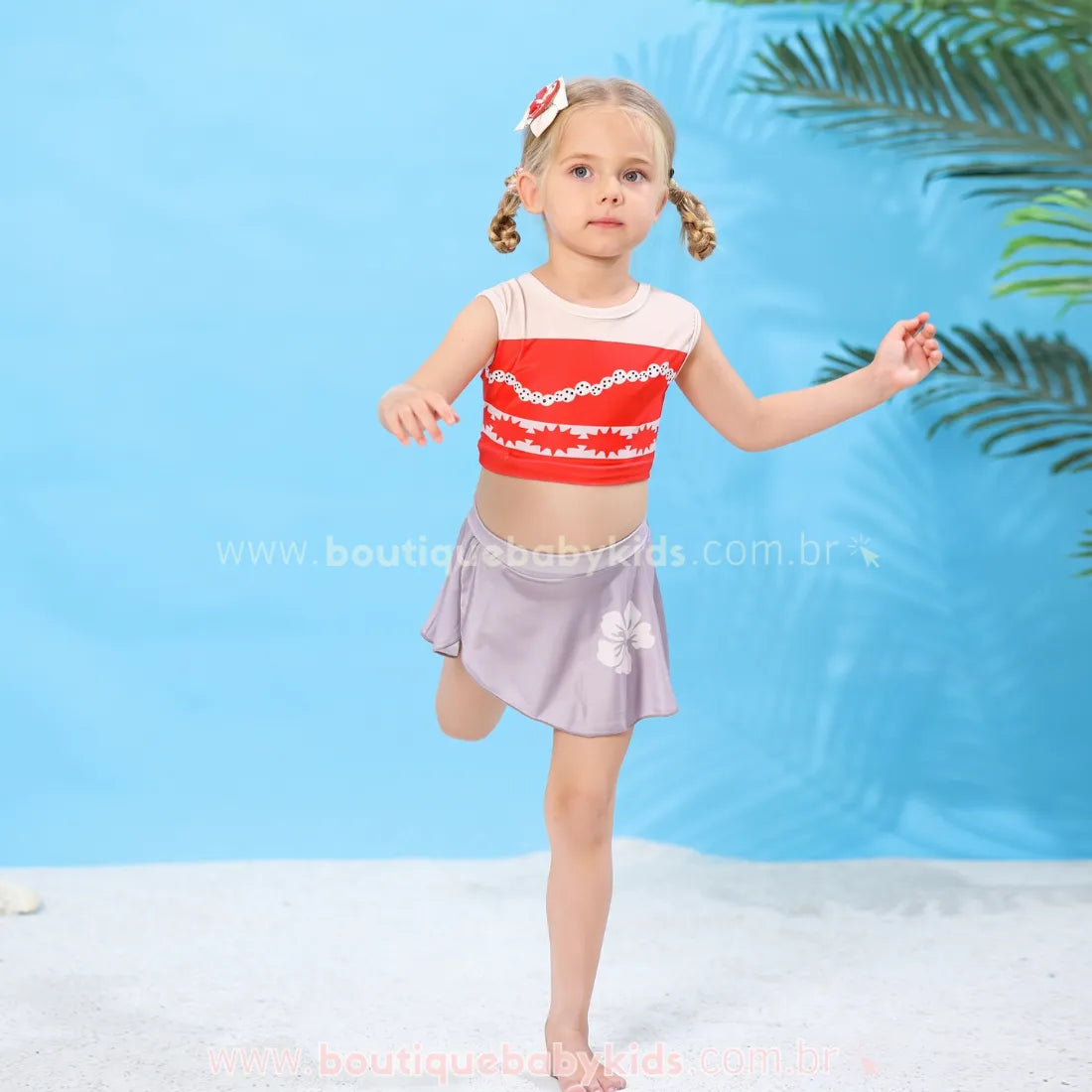 Biquíni Infantil Disney Princesa Moana Laranja - Boutique Baby Kids