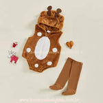 Body Bebê Fantasia Cervinho Natalino com Meia - Boutique Baby Kids