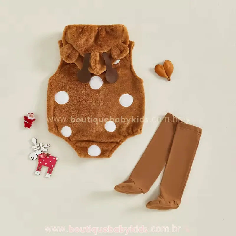 Body Bebê Fantasia Cervinho com Meia