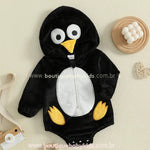 Body Bebê Fantasia Pinguim Peluciado com Capuz - Boutique Baby Kids