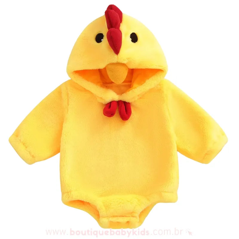Body Bebê Fantasia Pintinho Amarelinho com Capuz - Boutique Baby Kids