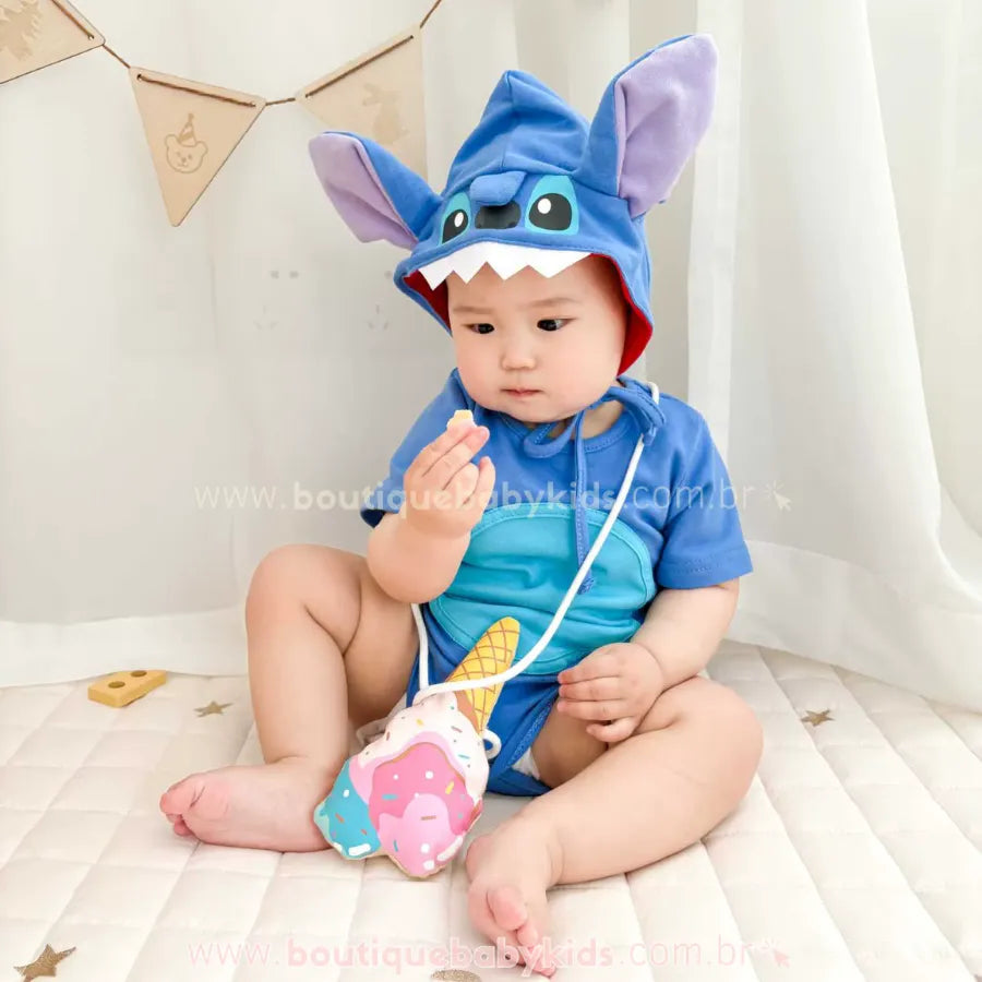 Body Bebê Fantasia Stitch com Acessórios
