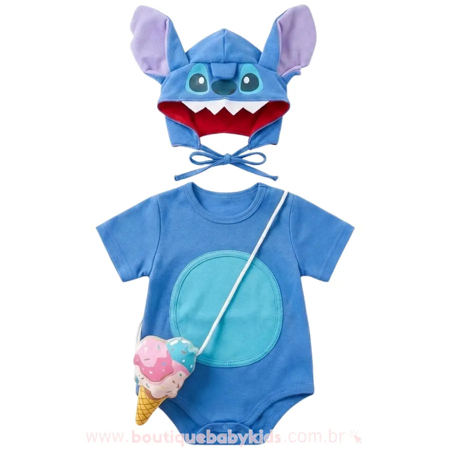 Body Bebê Fantasia Stitch com Acessórios