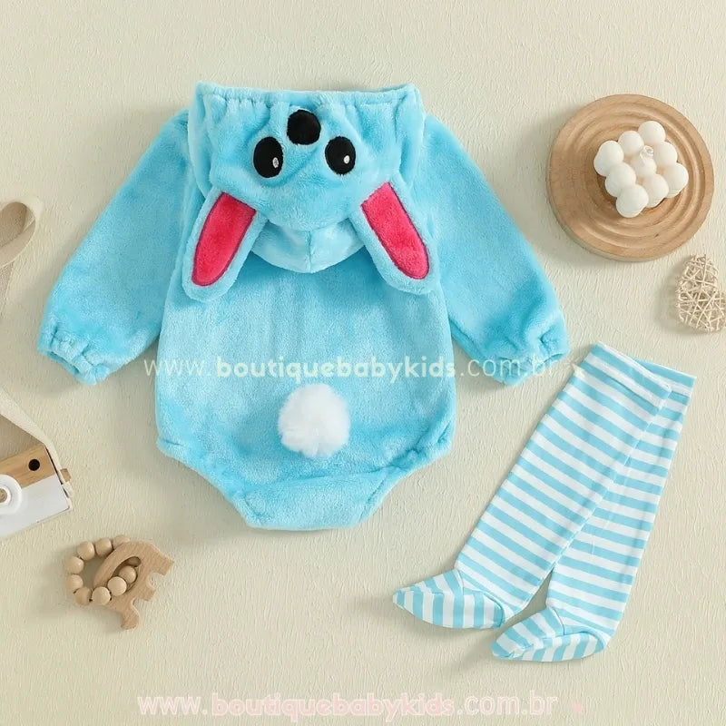 Body Bebê Fantasia Stitch com Meia