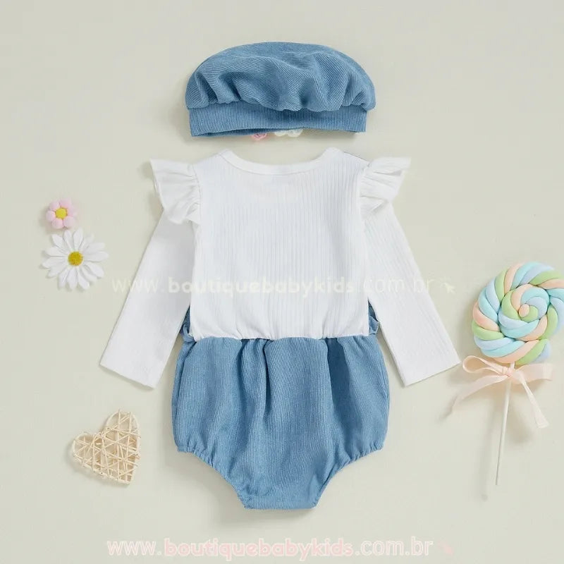 Body Bebê Flores do Campo com Boina