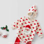 Body Bebê Natal Estampa Coração Papai Noel com Gorro - Boutique Baby Kids 
