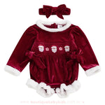 Body Bebê Veludo Natalino com Bordado Papai Noel Vermelho - Boutique Baby Kids