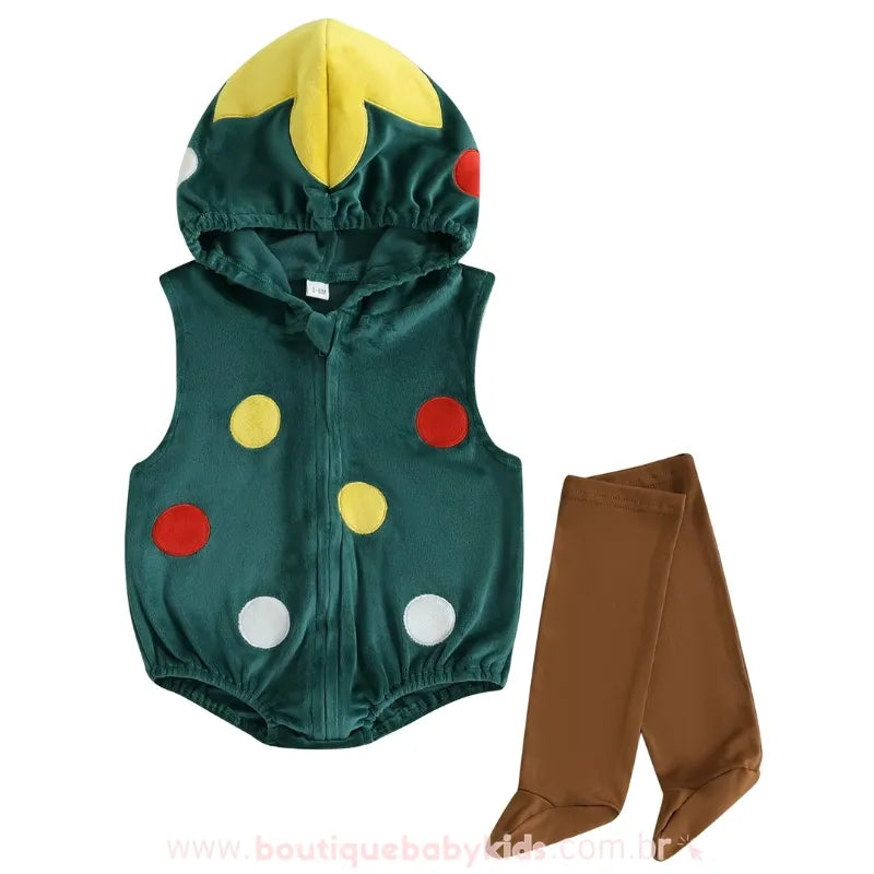 Body Bebê Temático Árvore de Natal com Meia - Boutique Baby Kids