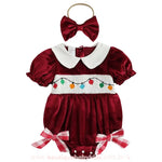 Body Bebê Veludo Bordado Luzinhas de Natal Vermelho - Boutique Baby Kids