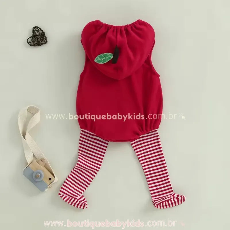 Body Bebê Temático Maçãzinha com Meia