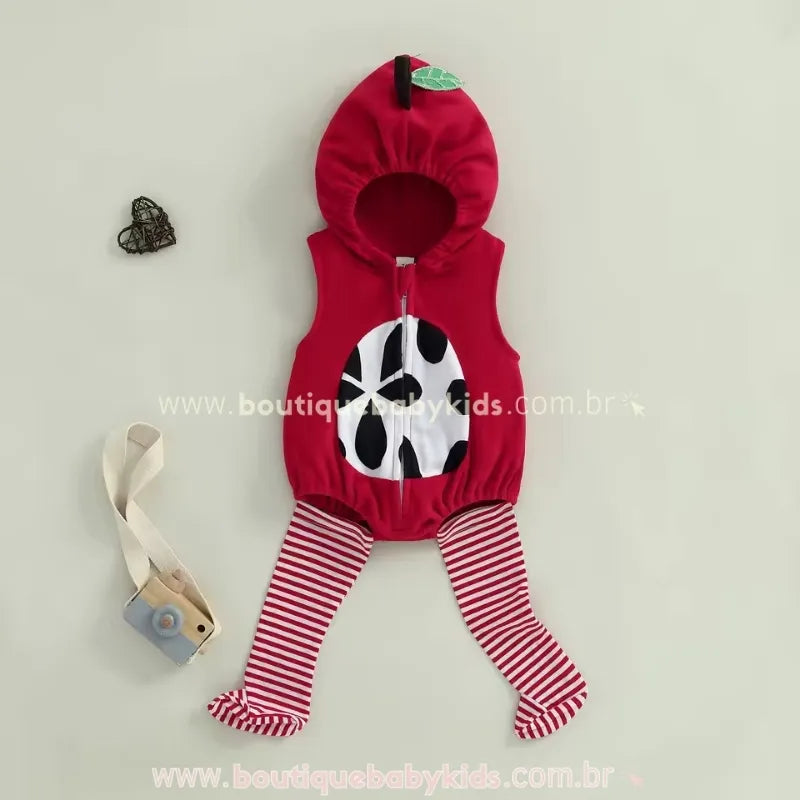 Body Bebê Fantasia Frutinha Maçã com Meia - Mesversário - Boutique Baby Kids
