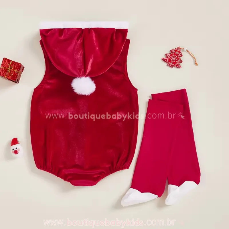 Body Bebê Temático Papai Noel com Meia