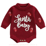 Body Bebê Tricot Candy Bordado 'Santa Baby' Vermelho - Boutique Baby Kids